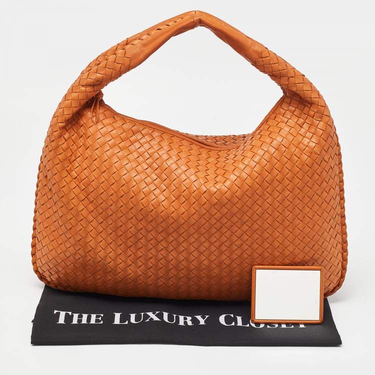 مملوكة مسبقًا Bottega Veneta Orange Intrecciato Leather Veneta Hobo