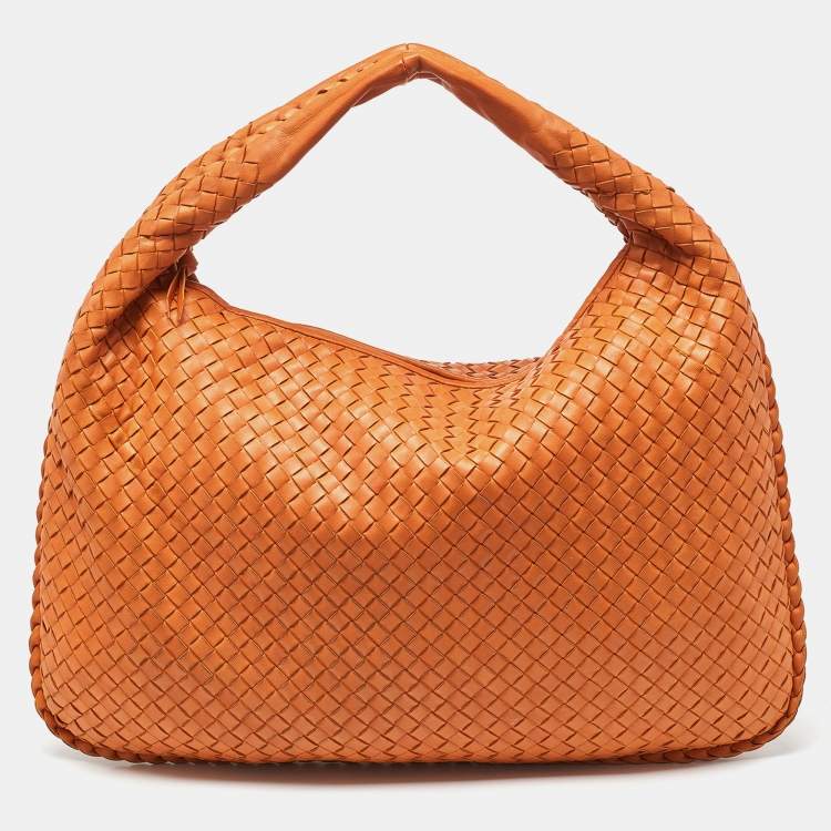 مملوكة مسبقًا Bottega Veneta Orange Intrecciato Leather Veneta Hobo