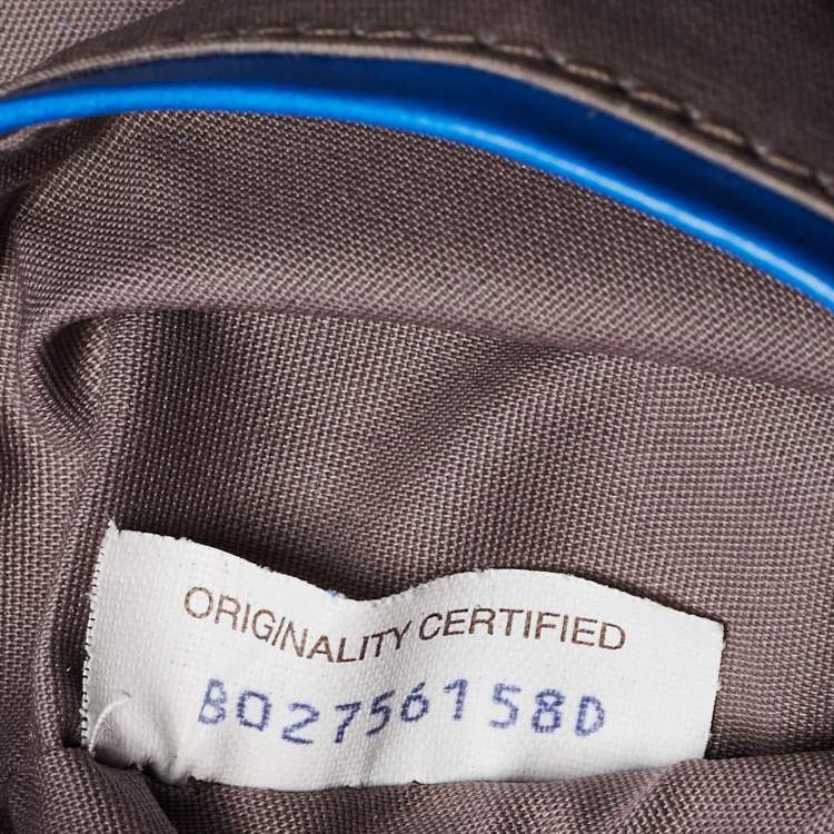 Pre Owned Bottega Veneta Blue Intrecciato Leather Zip Briefcase Bag