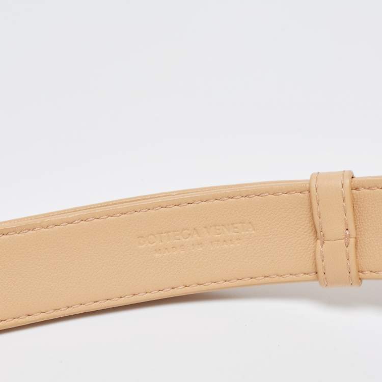 Pre Owned Bottega Veneta Beige Intrecciato Leather Mini Cassette Belt Bag
