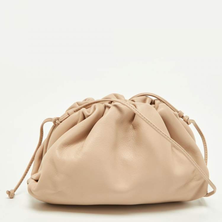Pre Owned Bottega Veneta Beige Leather Mini The Pouch Bag