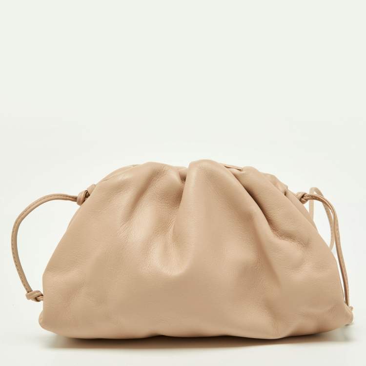 Pre Owned Bottega Veneta Beige Leather Mini The Pouch Bag