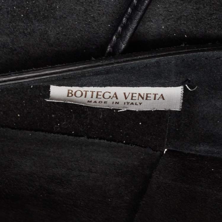 Pre Owned Bottega Veneta Black Intrecciato Leather Arco Tote