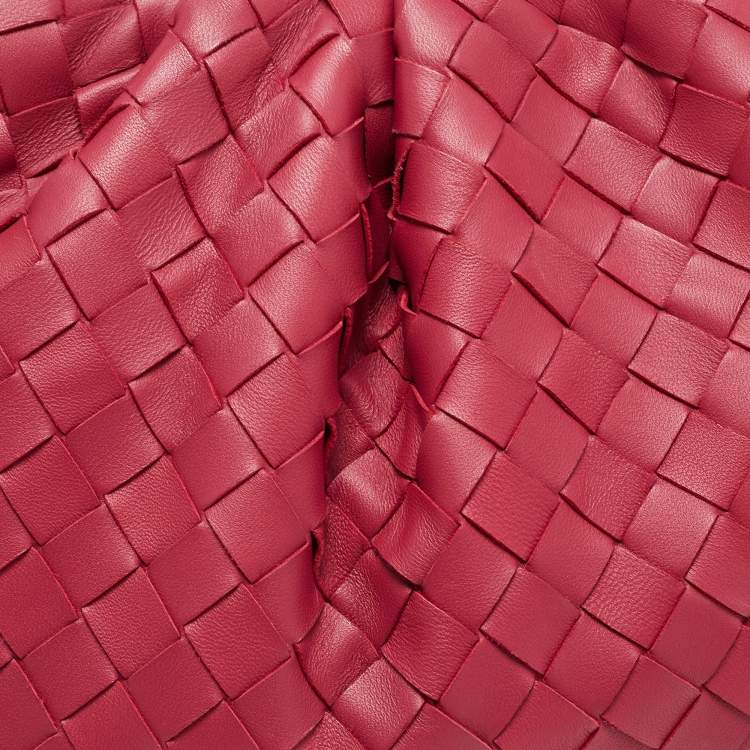 Pre Owned Bottega Veneta Red Intrecciato Leather Large The Pouch Clutch