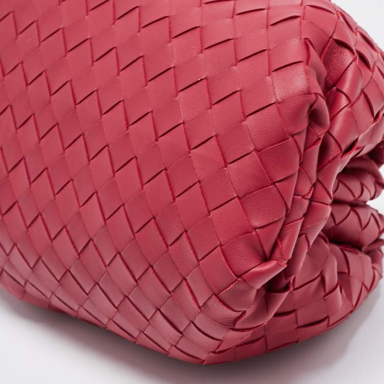Pre Owned Bottega Veneta Red Intrecciato Leather Large The Pouch Clutch