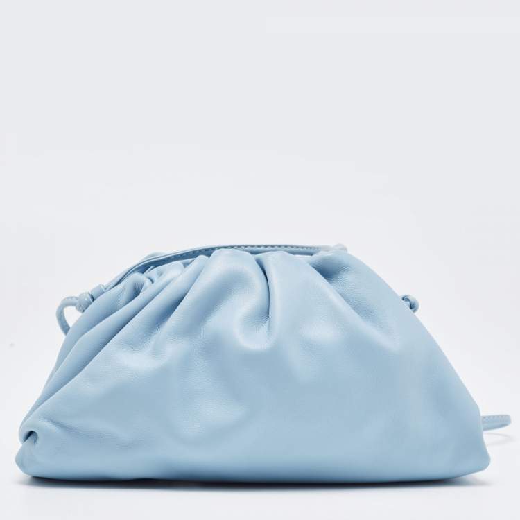 Pre Owned Bottega Veneta Light Blue Intrecciato Leather Mini The Pouch Bag