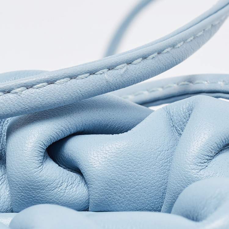 Pre Owned Bottega Veneta Light Blue Intrecciato Leather Mini The Pouch Bag