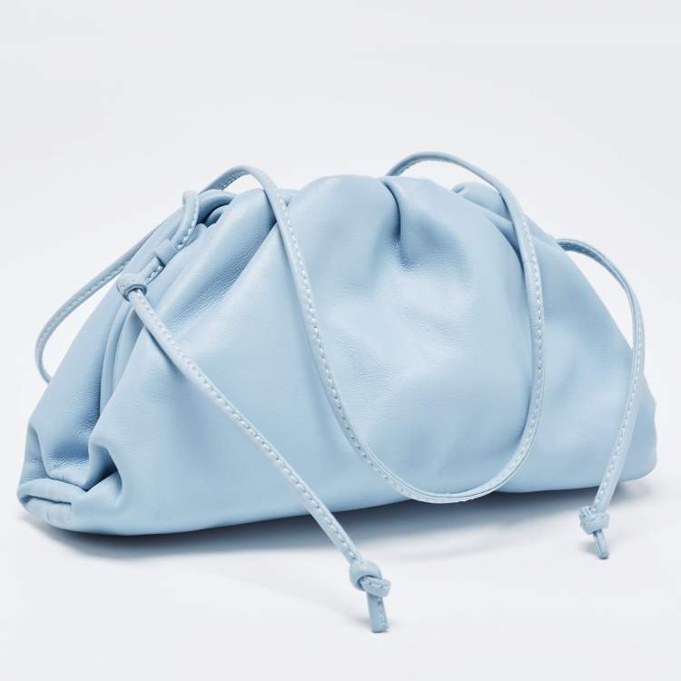 Pre Owned Bottega Veneta Light Blue Intrecciato Leather Mini The Pouch Bag