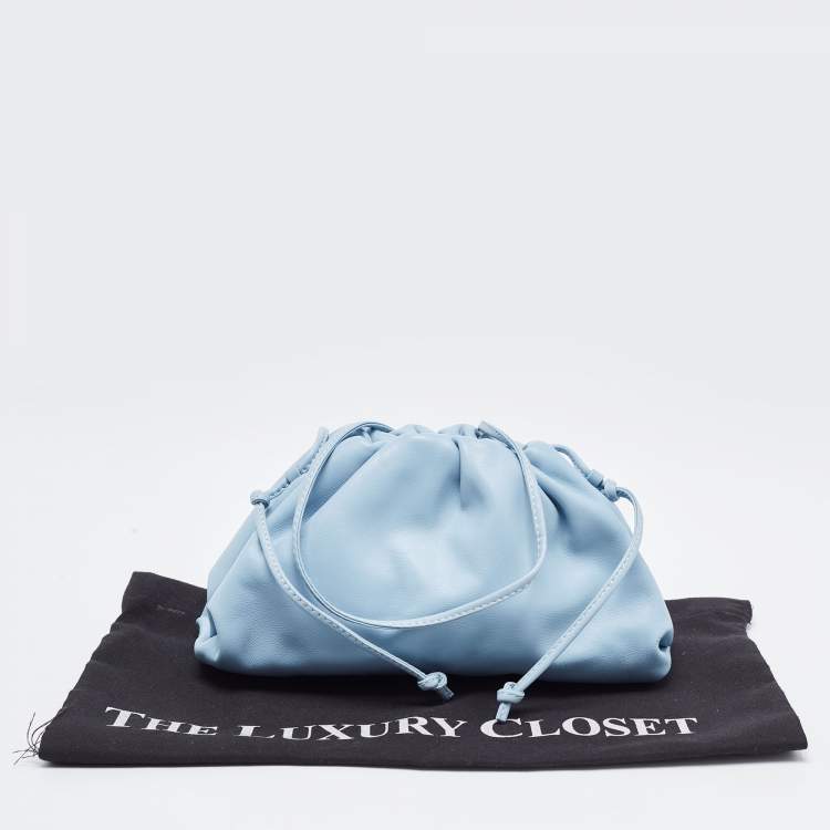 Pre Owned Bottega Veneta Light Blue Intrecciato Leather Mini The Pouch Bag