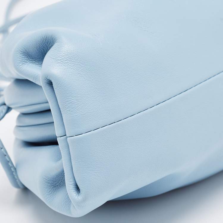 Pre Owned Bottega Veneta Light Blue Intrecciato Leather Mini The Pouch Bag