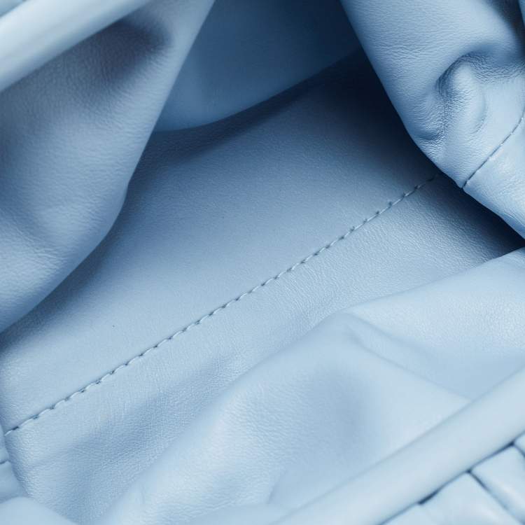 Pre Owned Bottega Veneta Light Blue Intrecciato Leather Mini The Pouch Bag