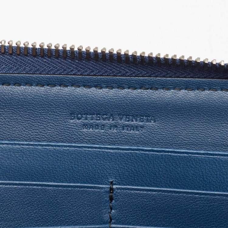 Pre Owned Bottega Veneta Purple Intrecciato Leather Zip Around Wallet