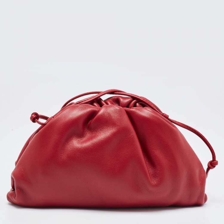 Pre Owned Bottega Veneta Red Leather Mini The Pouch Bag