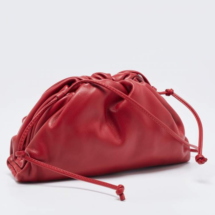 Pre Owned Bottega Veneta Red Leather Mini The Pouch Bag