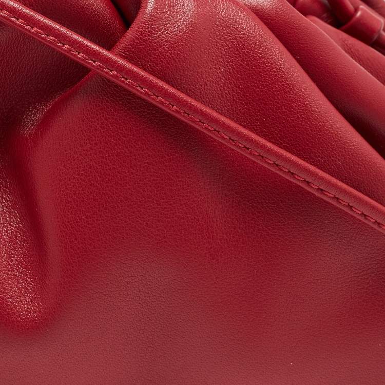Pre Owned Bottega Veneta Red Leather Mini The Pouch Bag