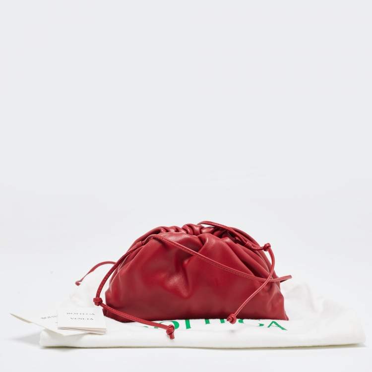 Pre Owned Bottega Veneta Red Leather Mini The Pouch Bag