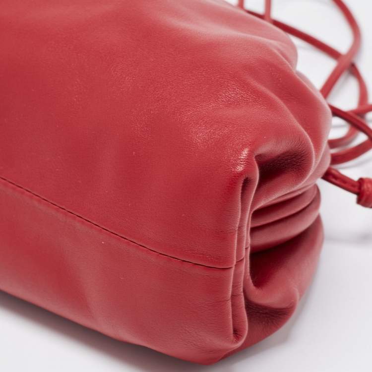 Pre Owned Bottega Veneta Red Leather Mini The Pouch Bag