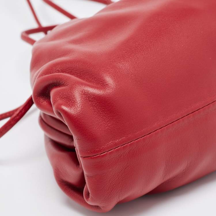 Pre Owned Bottega Veneta Red Leather Mini The Pouch Bag