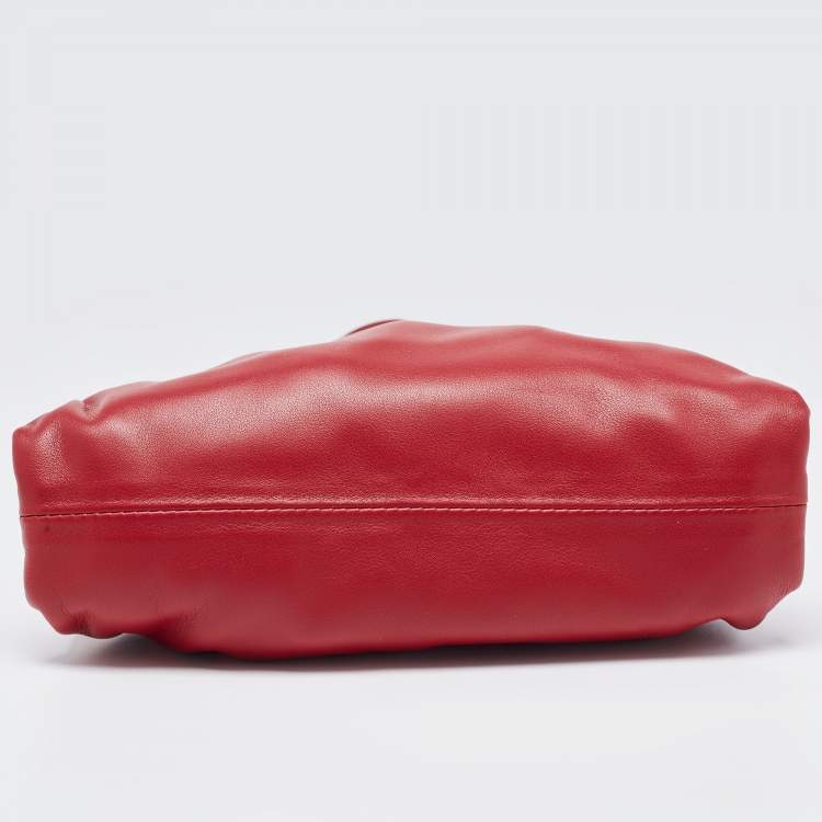 Pre Owned Bottega Veneta Red Leather Mini The Pouch Bag