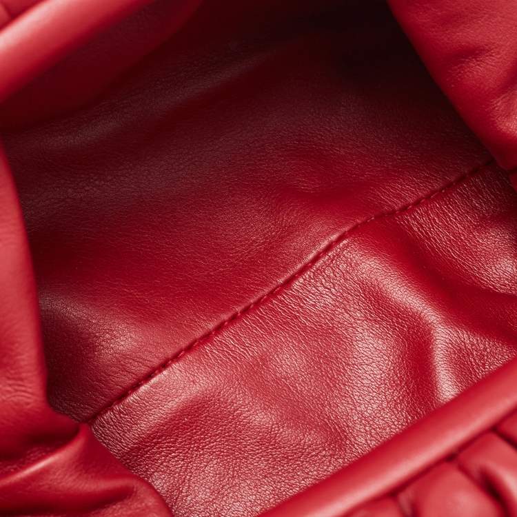 Pre Owned Bottega Veneta Red Leather Mini The Pouch Bag