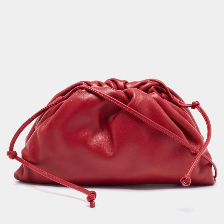 Pre Owned Bottega Veneta Red Leather Mini The Pouch Bag