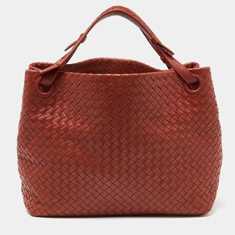 Pre Owned Bottega Veneta Rust Intrecciato Leather Garda Tote 