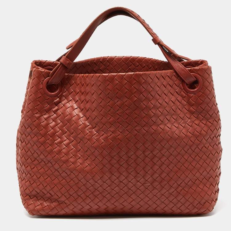 Pre Owned Bottega Veneta Rust Intrecciato Leather Garda Tote 