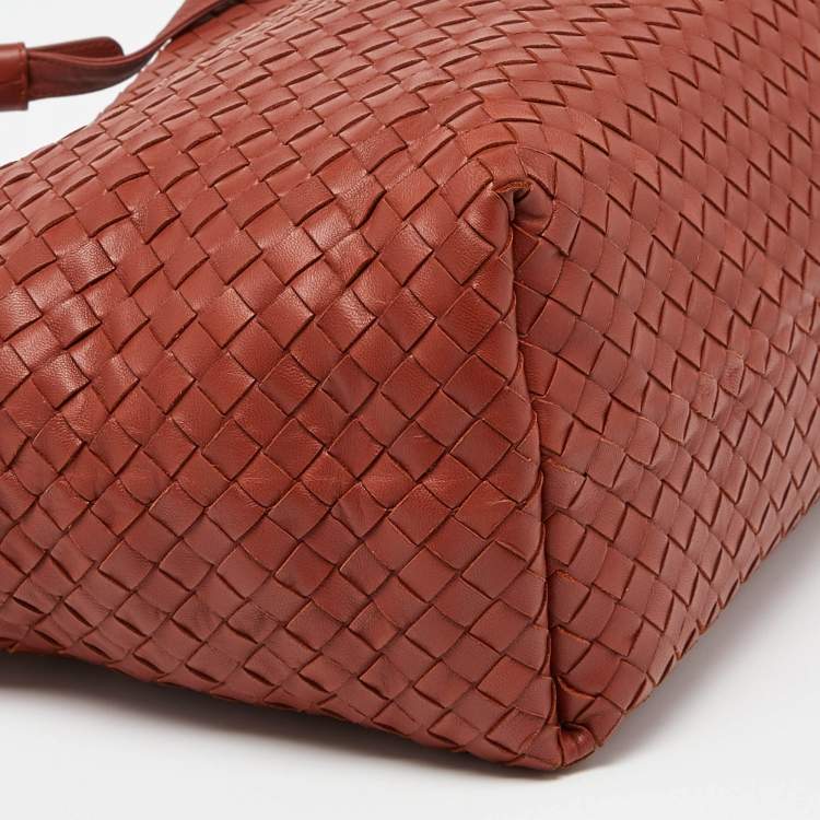 Pre Owned Bottega Veneta Rust Intrecciato Leather Garda Tote 