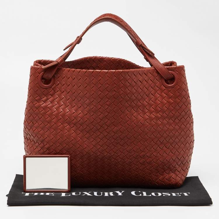 Pre Owned Bottega Veneta Rust Intrecciato Leather Garda Tote 
