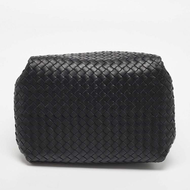 Pre Owned Bottega Veneta Black Intrecciato Leather Parachute Bag