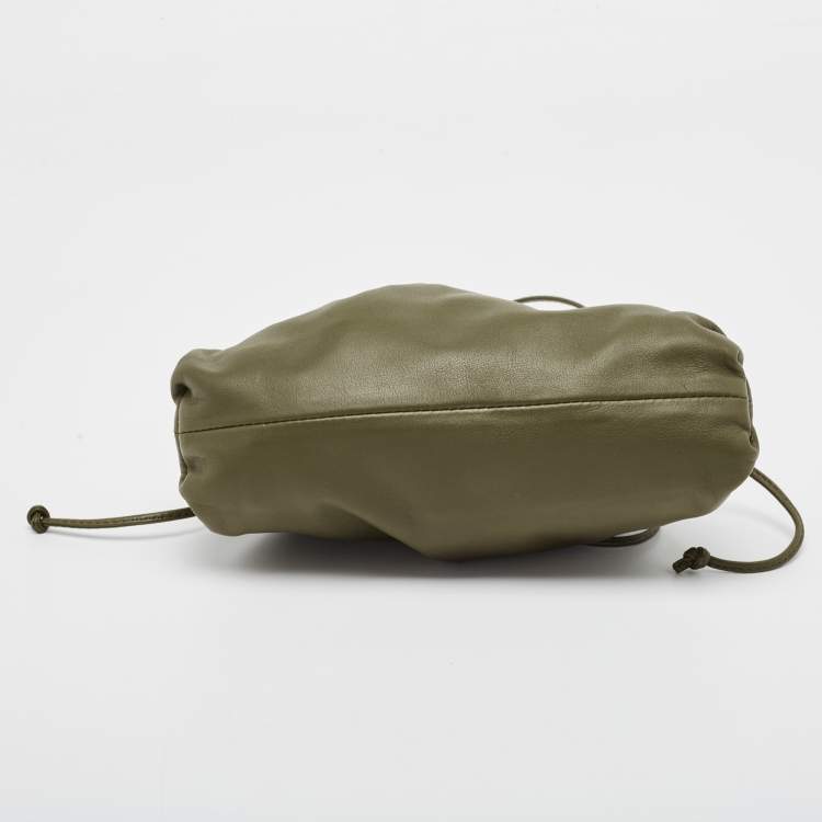 Pre Owned Bottega Veneta Olive Green Leather Mini The Pouch Bag
