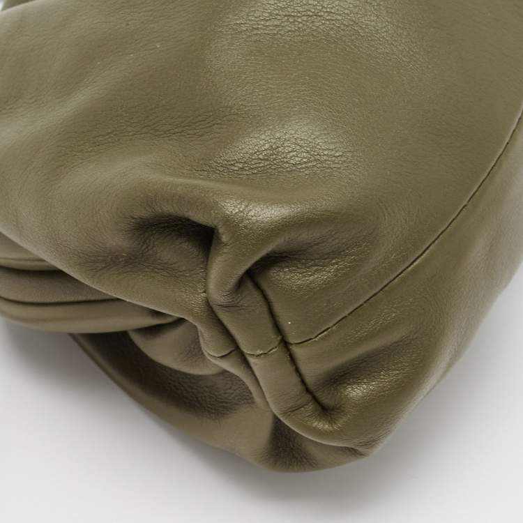 Pre Owned Bottega Veneta Olive Green Leather Mini The Pouch Bag