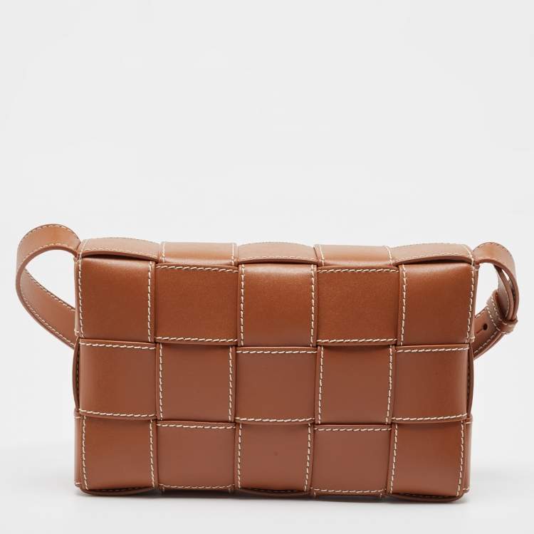 Pre Owned Bottega Veneta Brown Intrecciato Leather Cassette Shoulder Bag