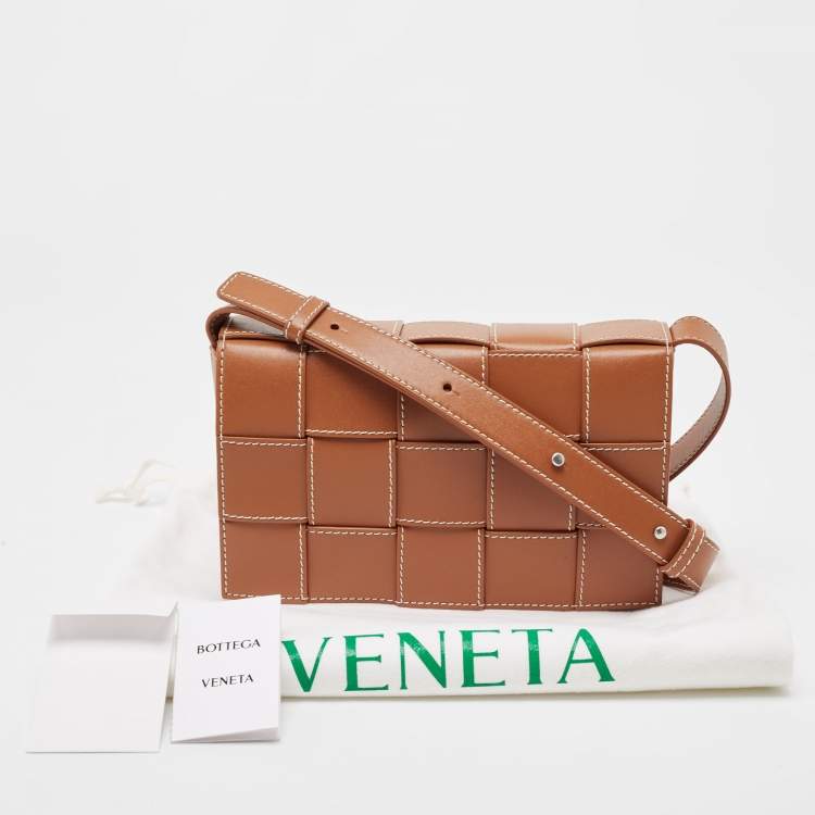 Pre Owned Bottega Veneta Brown Intrecciato Leather Cassette Shoulder Bag