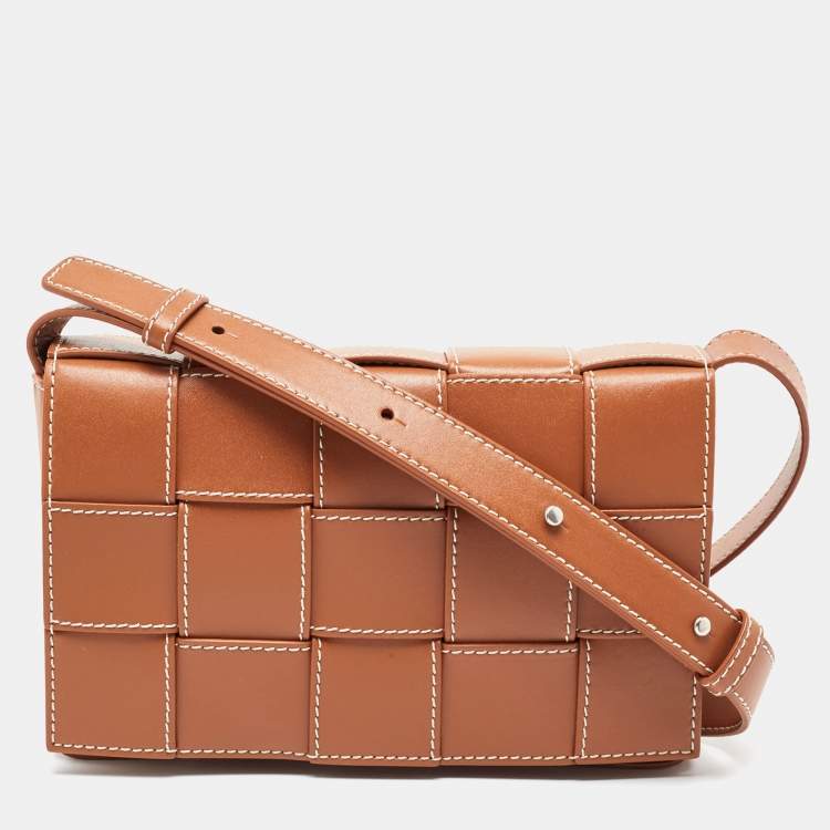 Pre Owned Bottega Veneta Brown Intrecciato Leather Cassette Shoulder Bag