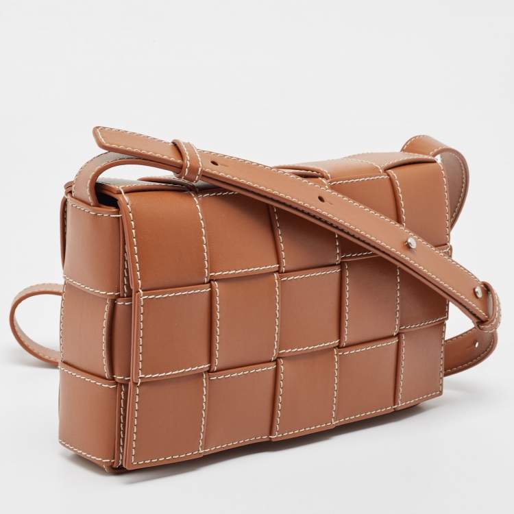 Pre Owned Bottega Veneta Brown Intrecciato Leather Cassette Shoulder Bag
