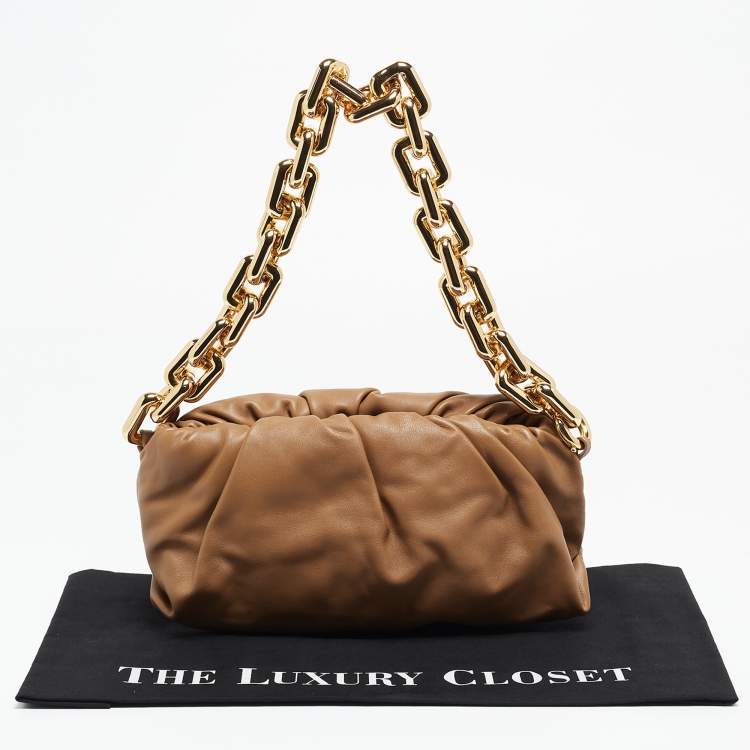 Pre Owned Bottega Veneta Brown Leather Chain Pouch Shoulder Bag