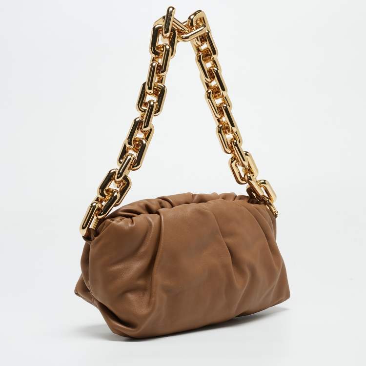 Pre Owned Bottega Veneta Brown Leather Chain Pouch Shoulder Bag