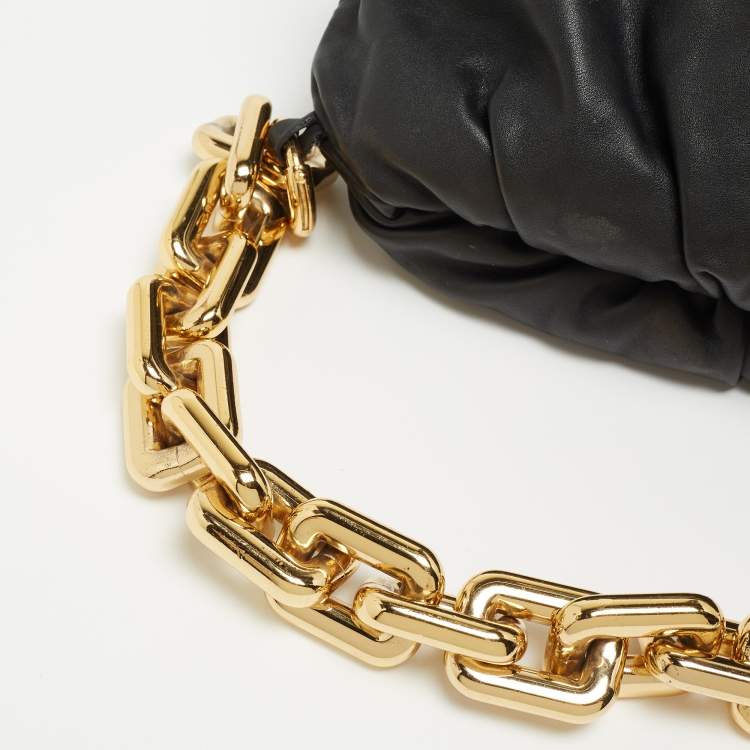 Pre Owned Bottega Veneta Black Leather Chain Pouch Shoulder Bag