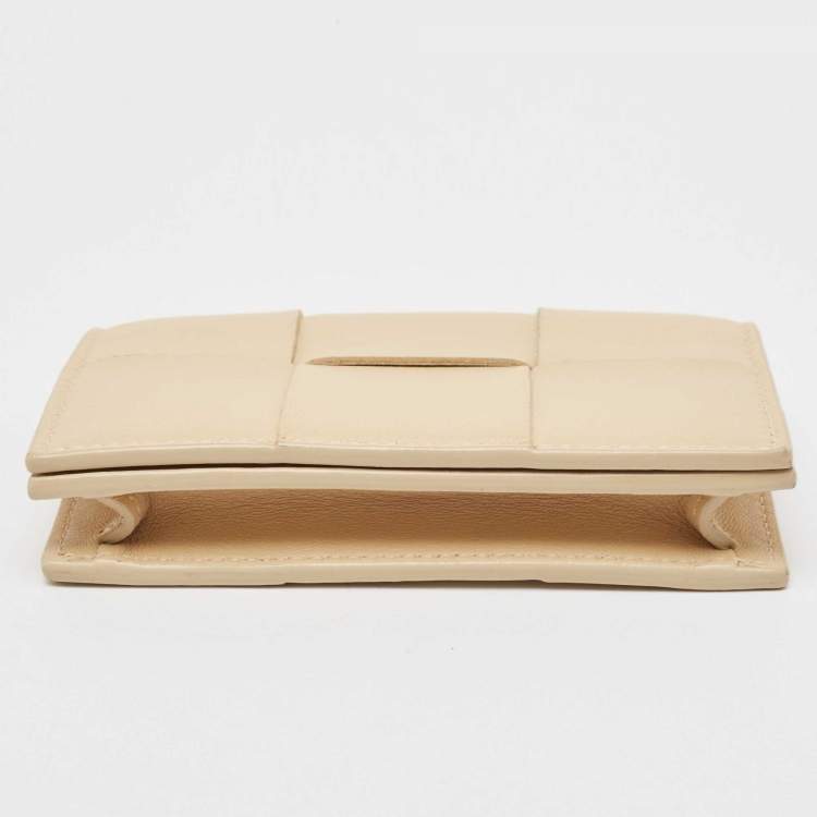 مملوكة مسبقًا Bottega Veneta Beige Intrecciato Leather Cassette Business Card Case