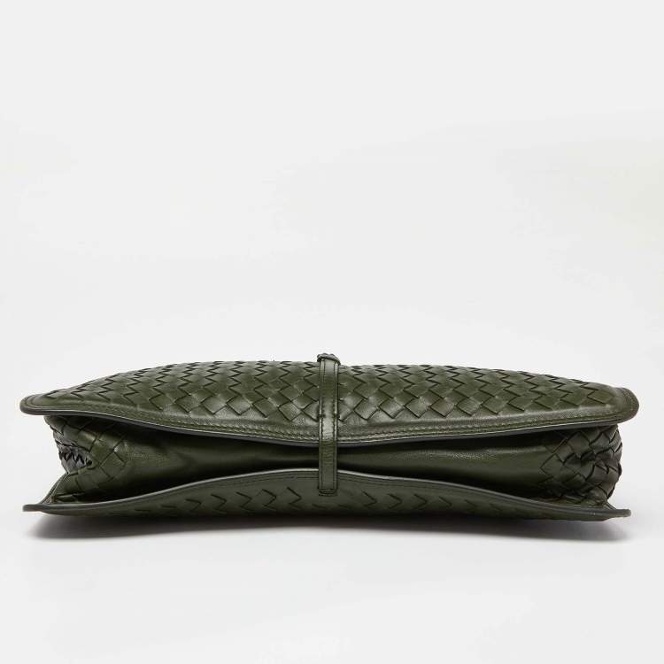 Pre Owned Bottega Veneta Green Intrecciato Souple Beverly Shoulder Bag