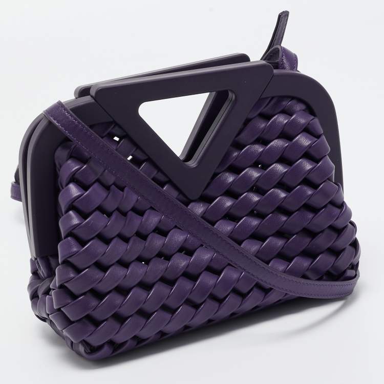 Pre Owned Bottega Veneta Purple Woven Leather Point Shoulder Bag
