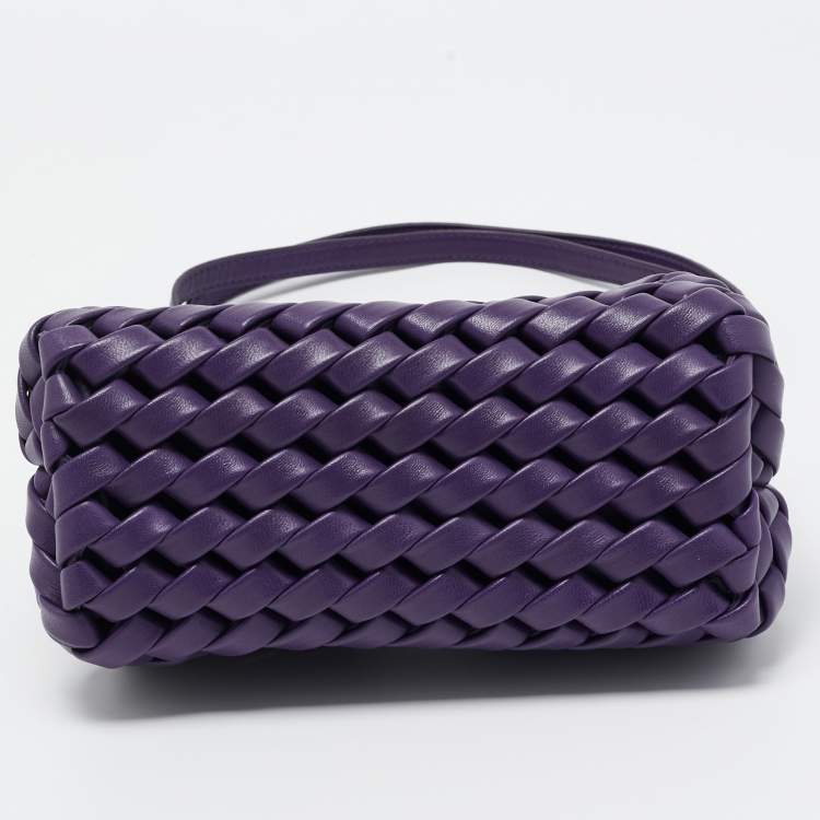 Pre Owned Bottega Veneta Purple Woven Leather Point Shoulder Bag