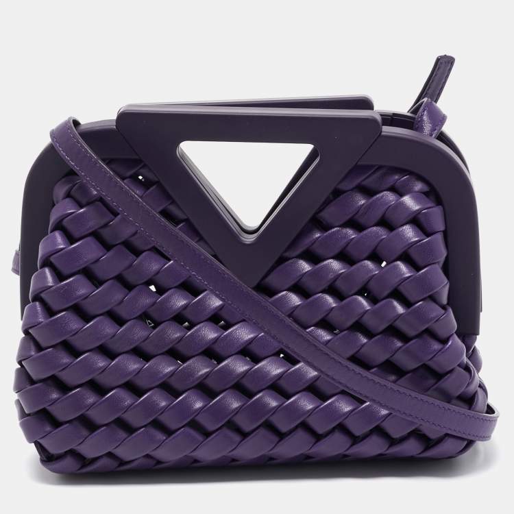 Pre Owned Bottega Veneta Purple Woven Leather Point Shoulder Bag