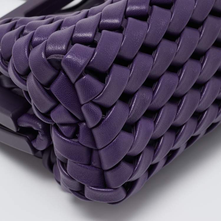 Pre Owned Bottega Veneta Purple Woven Leather Point Shoulder Bag