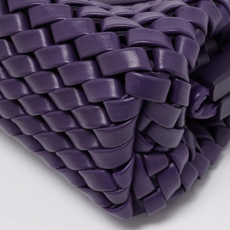 Pre Owned Bottega Veneta Purple Woven Leather Point Shoulder Bag