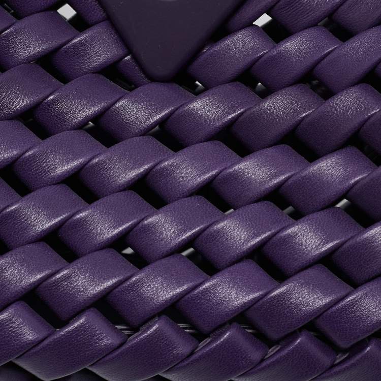 Pre Owned Bottega Veneta Purple Woven Leather Point Shoulder Bag