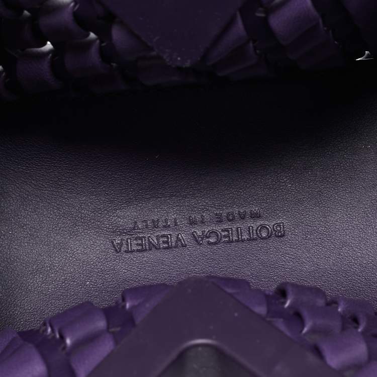 Pre Owned Bottega Veneta Purple Woven Leather Point Shoulder Bag