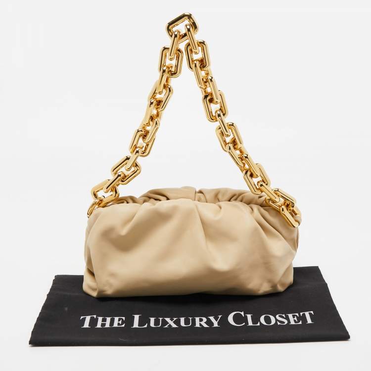 Pre Owned Bottega Veneta Beige Leather The Chain Pouch Bag