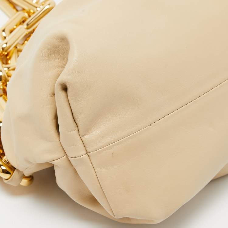 Pre Owned Bottega Veneta Beige Leather The Chain Pouch Bag